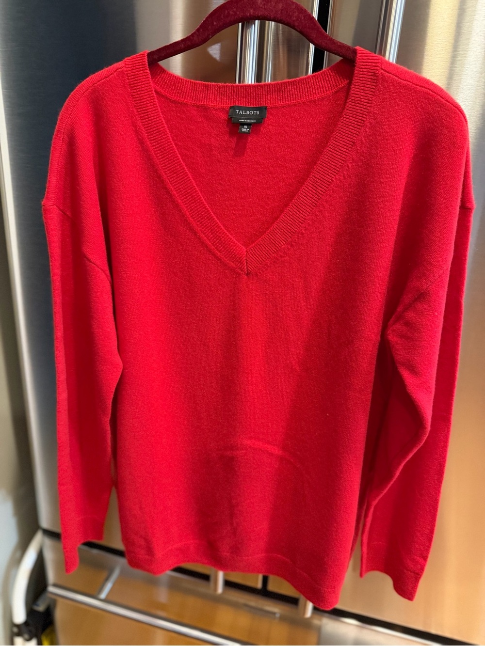 Talbots Bright Red V-Neck Knit Sweater